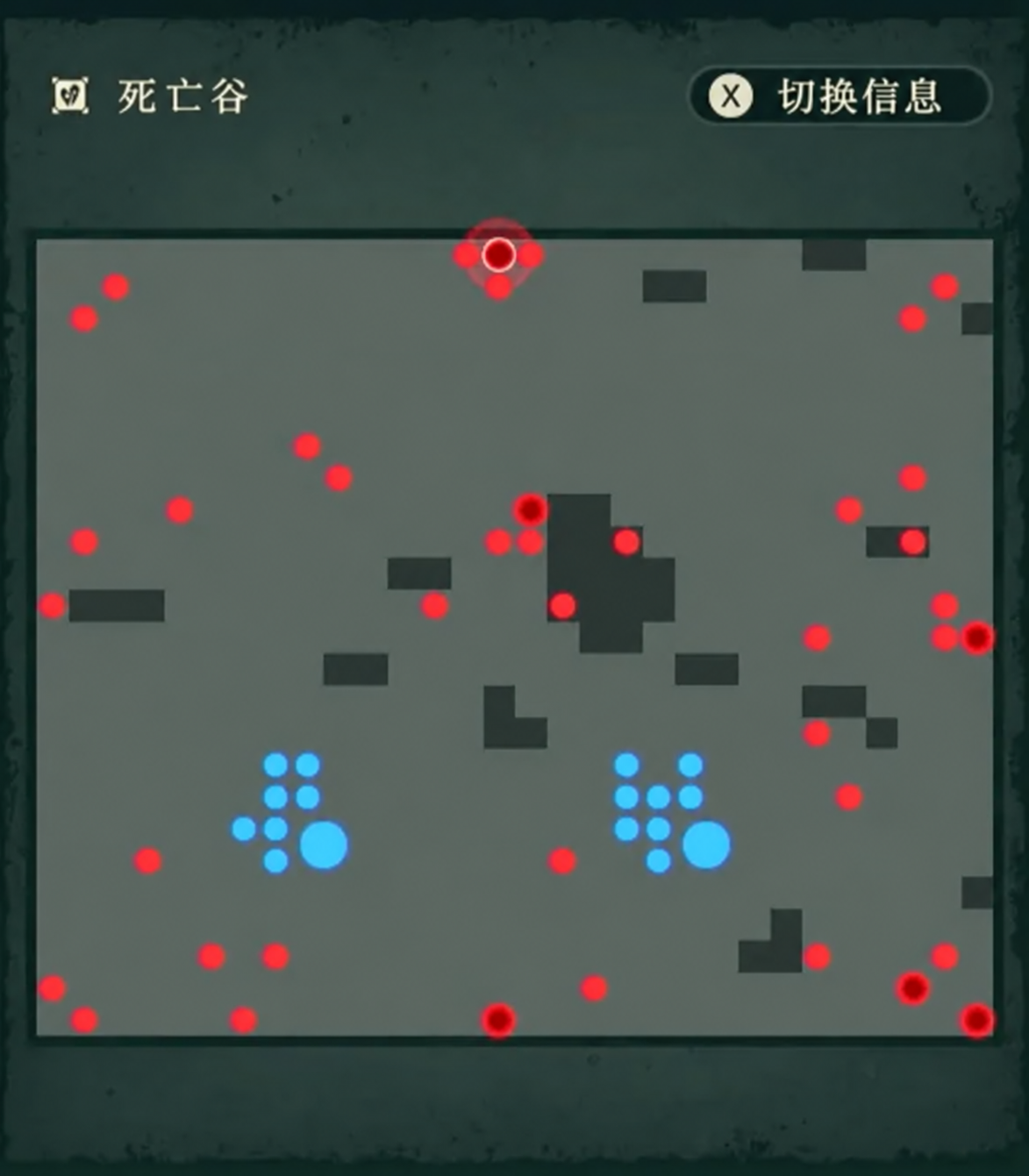 死亡谷沙漠战,开局两组分开,东侧安全地格较少。