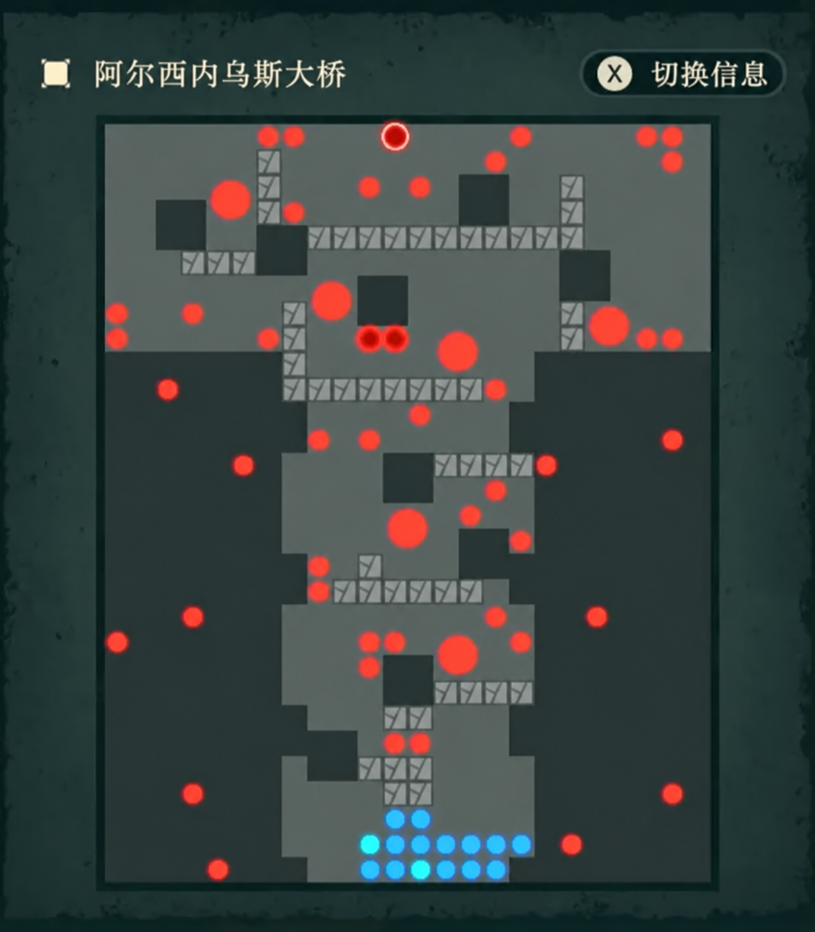 桥面障碍把队伍挤成纵队,两翼飞兵能绕过正面防线。